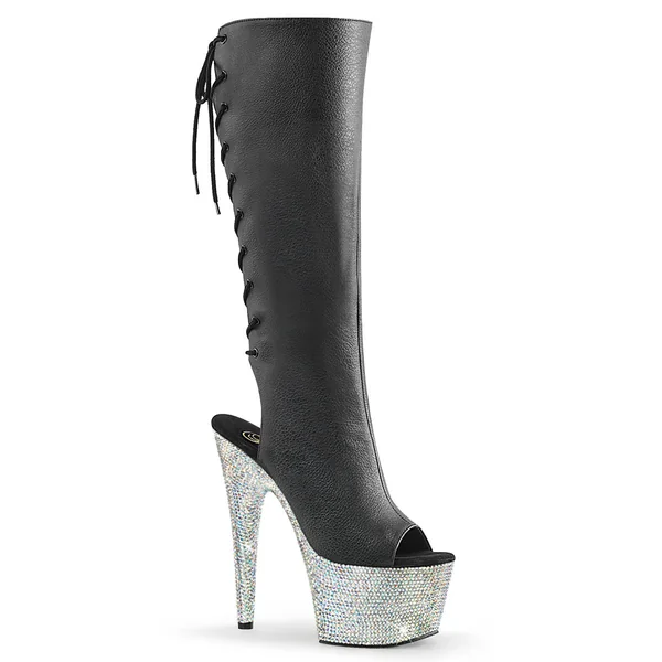 Rhinestone Black Open toe and heel Boot