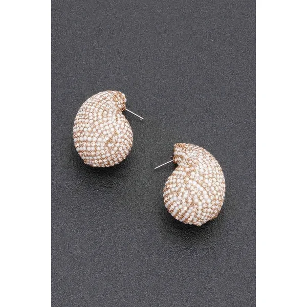 Rhinestone Faux Pearl Metal Earring