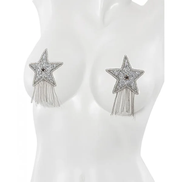 Rhinestone Star Pasties Silver O/s