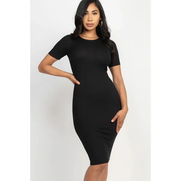 Ribbed Bodycon Midi Dress