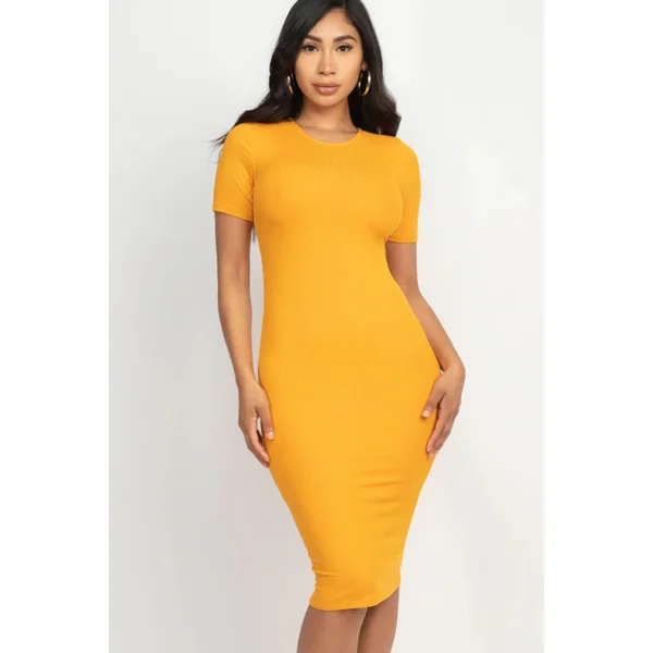 Ribbed Bodycon Midi Dress