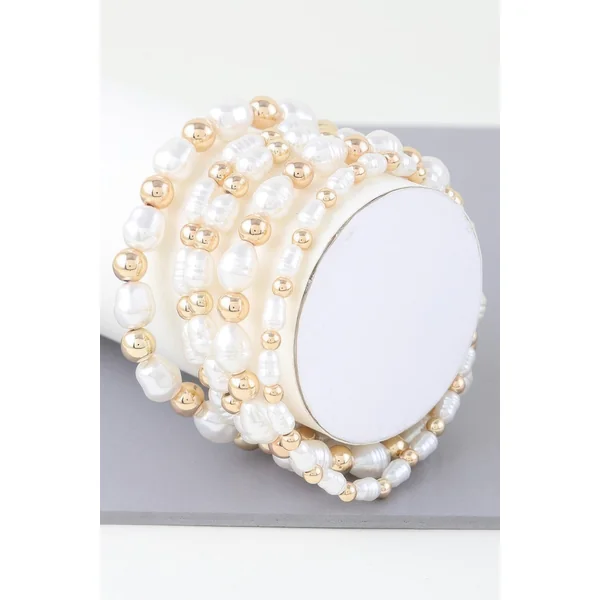 Ribbed Pearl Beaded Bracelet