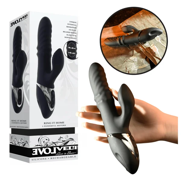Ring It Home Premium Flexible Dual Vibe Rechargeable Rabbit Vibrator Black