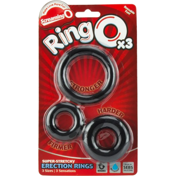Ringo x3 3 Pack Cockrings 6 Packs Per Box Black