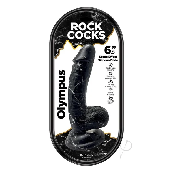 Rock Cocks Olympus Silicone Dildo 6.5in - Black/White