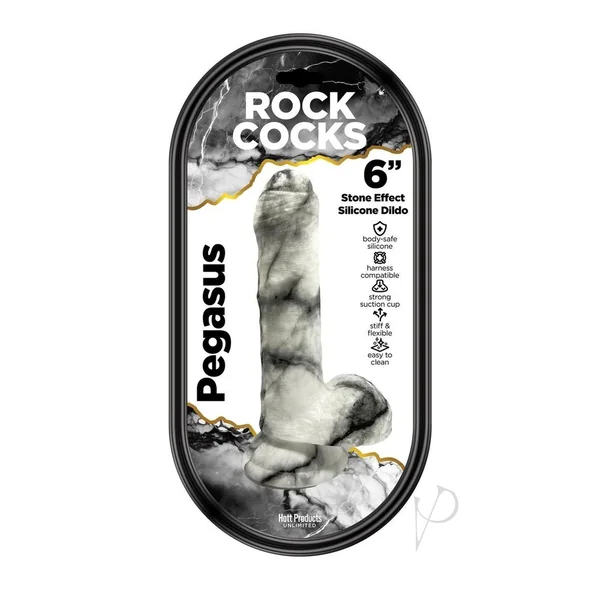 Rock Cocks Pegasus Silicone Dildo 6in - White/Black