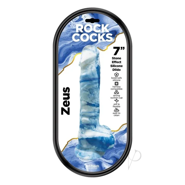 Rock Cocks Zeus Silicone Dildo 7in - Blue/White