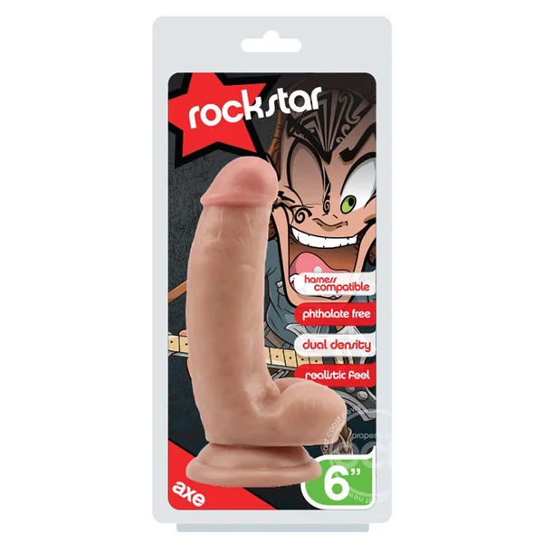 Rockstar - Axe - Dual Density Realistic Dildo with Balls 6in - Vanilla
