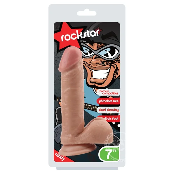 Rockstar - Randy - Dual Density Realistic Dildo with Balls 7in - Vanilla