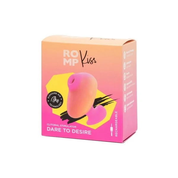 Romp Kiss Rechargeable Silicone Clitoral Stimulator - Yellow/Pink