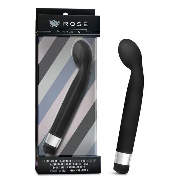 Rose Scarlet G Black G-Spot Vibrator Waterproof 7 Inch