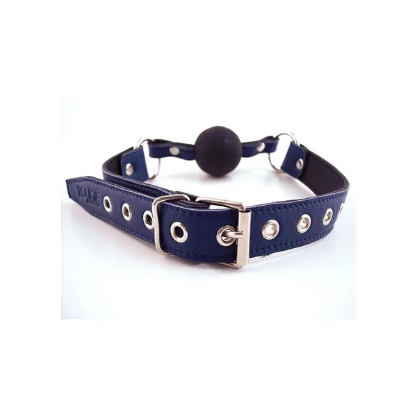 Rouge Leather Adjustable Ball Gag – Blue