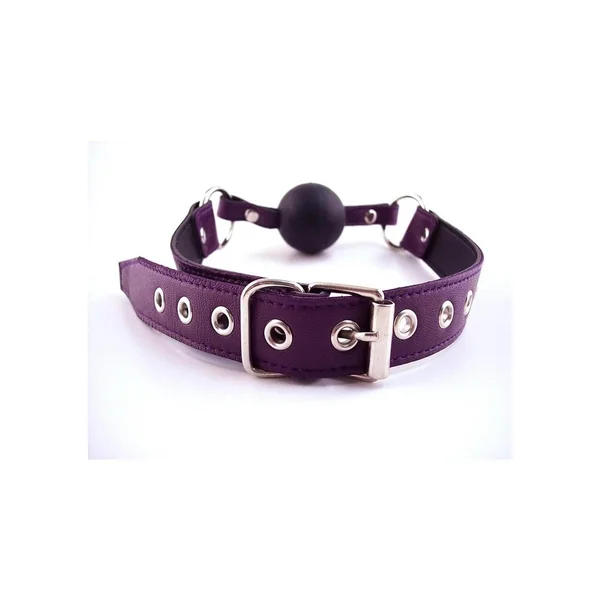 Rouge Leather Adjustable Ball Gag – Purple and Black