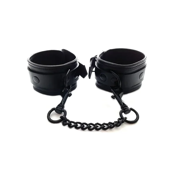 Rouge Leather Ankle Cuffs – Black with Black