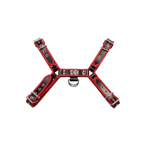 Rouge Over The Head Adjustable Leather Front Harness – XXLarge – Black/Red