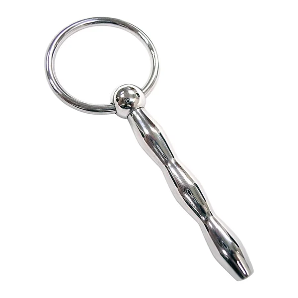 Rouge Ribbed Urethral Probe Stainless Steel 1.9 Inch