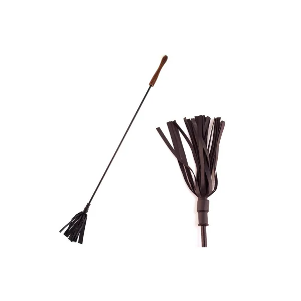Rouge Riding Crop with Rounded Wooden Handle, Black