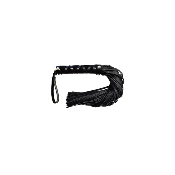 Rouge Short Leather Flogger with Studded Handle, Black