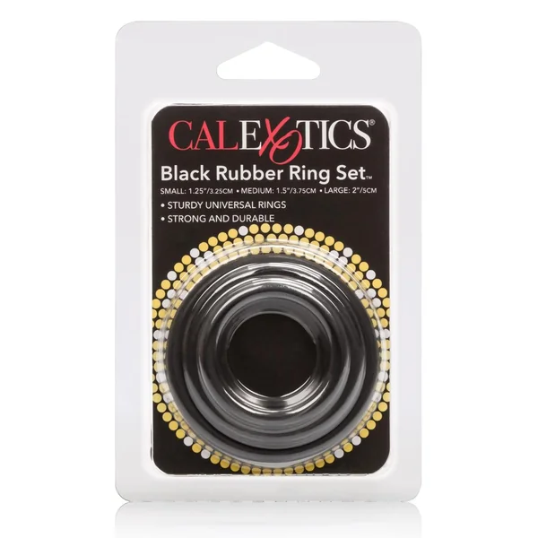 Rubber Cock Ring Black 3 Piece