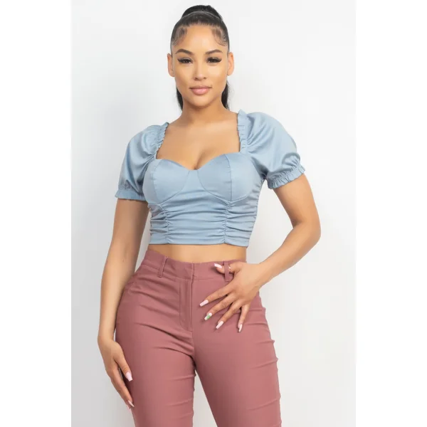 Ruching Puff Sleevetop