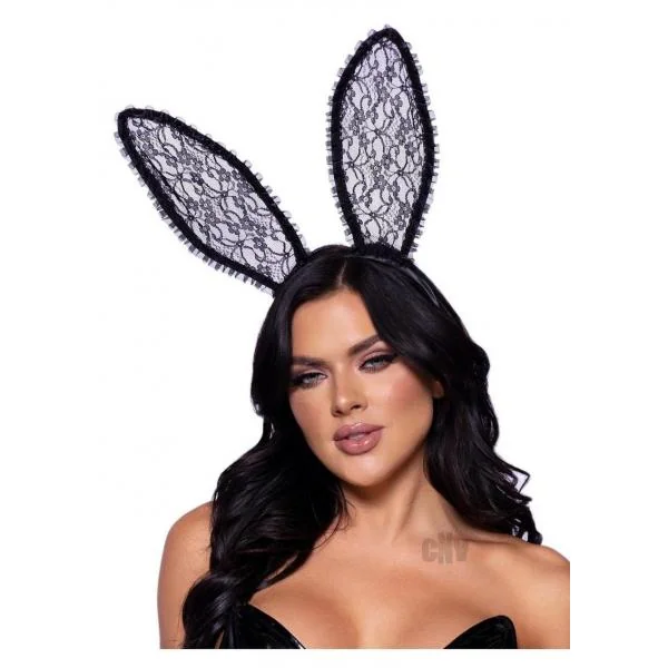 Ruffle Bunny Ears O/s Black