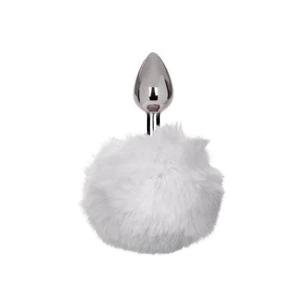 Running Wild Faux Fur Bunny Tail and Metallic Anal Plug – White