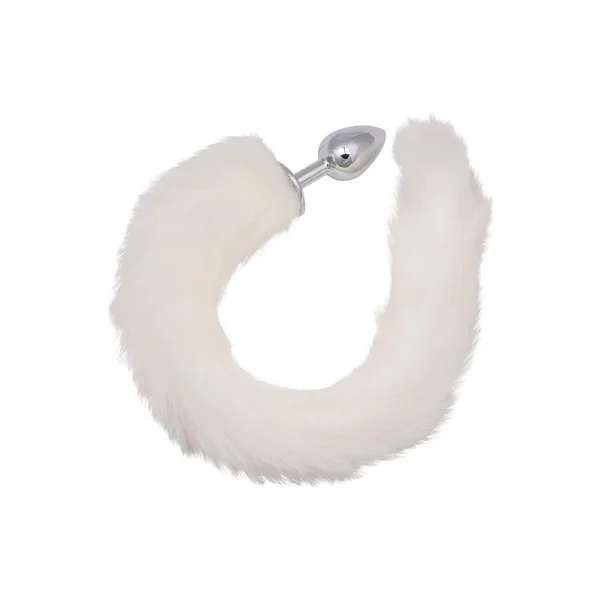 Running Wild Faux Fur Tail and Metallic Anal Plug – White