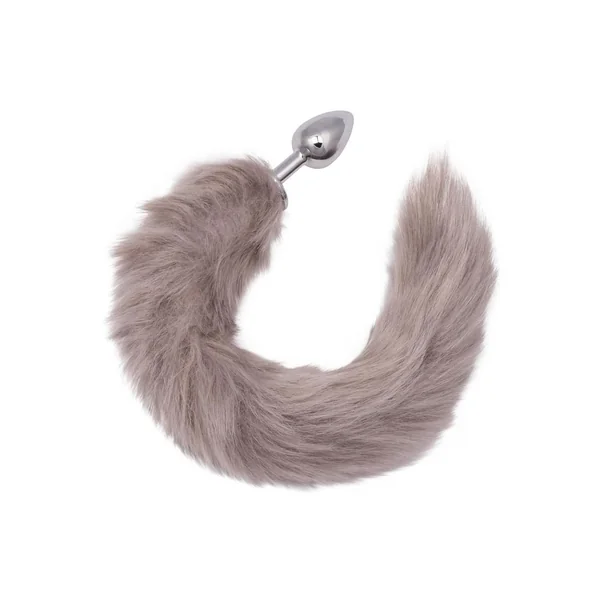 Running Wild Grey Tail Faux Fur Tail and Metallic Anal Plug – Grey