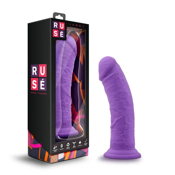 Ruse By Blush® | Jammy Realistic Curved G-Spot Purple 8-Inch Long Dildo With Suction Cup Base