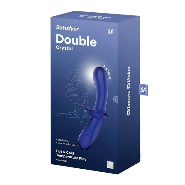 Satisfyer Double Crystal Glass Dildo - Light Blue