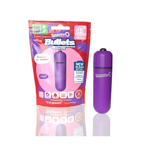Screaming O 4T Bullet Vibrator Grape Purple Compact Waterproof 5-Speed Plus Pulse