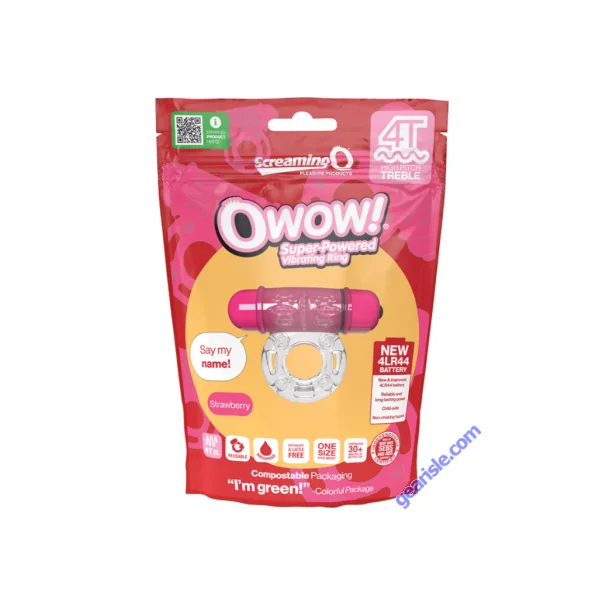 Screaming O 4T OWow Vibrating Strawberry Bullet Cock Ring 5 Speeds