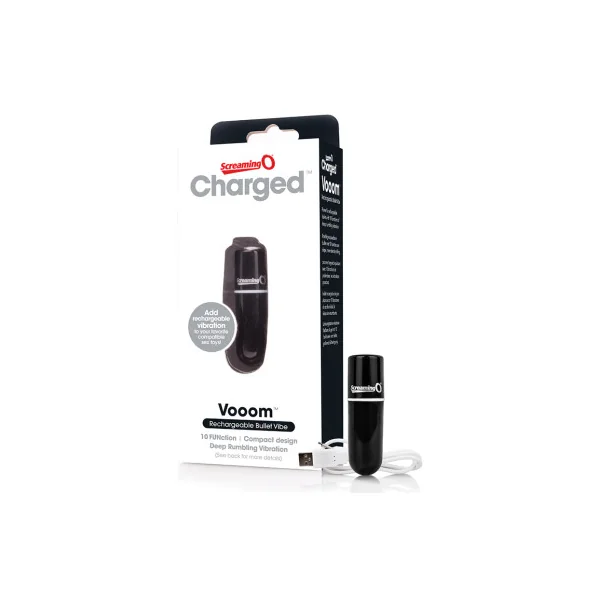 Screaming O Charged Vooom Rechargeable Bullet Vibe, Black