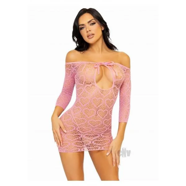Seamless Heart Mini Dress Keyhole Os Pnk