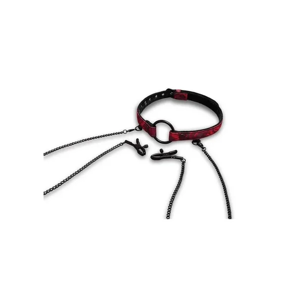 Secret Kisses Rosegasm Open Mouth Gag with Nipple Clips and Satin Blindfold