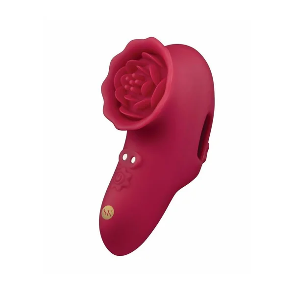 Secret Kisses Rosegasm Playful Petal Rechargeable Silicone Finger Vibrator – Red