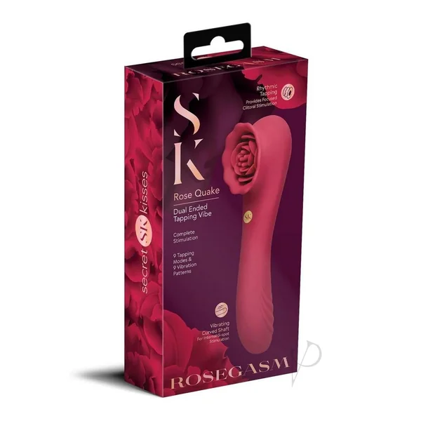 Secret Kisses Rosegasm Quake Rechargeable Silicone Dual Vibe - Red