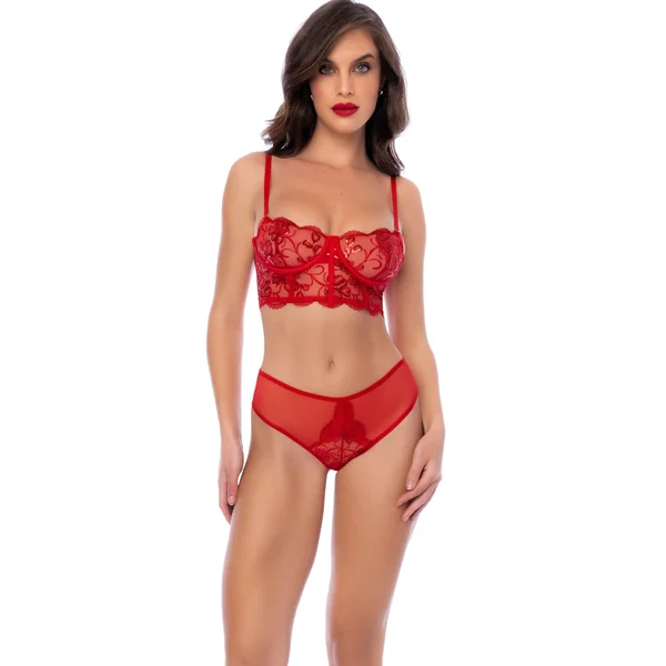 Sequin Embroidered Bustier Set with Matching Panty