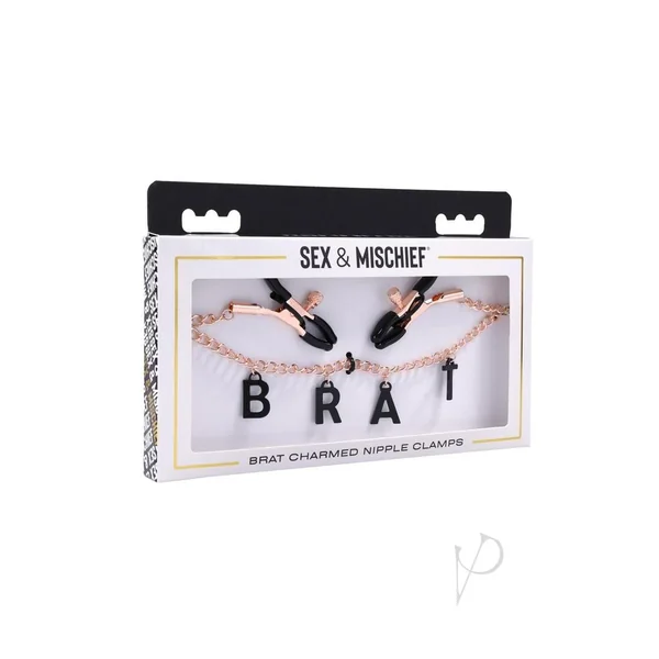 Sex and Mischief Brat Charm Nipple Clamp - Rose Gold/Black