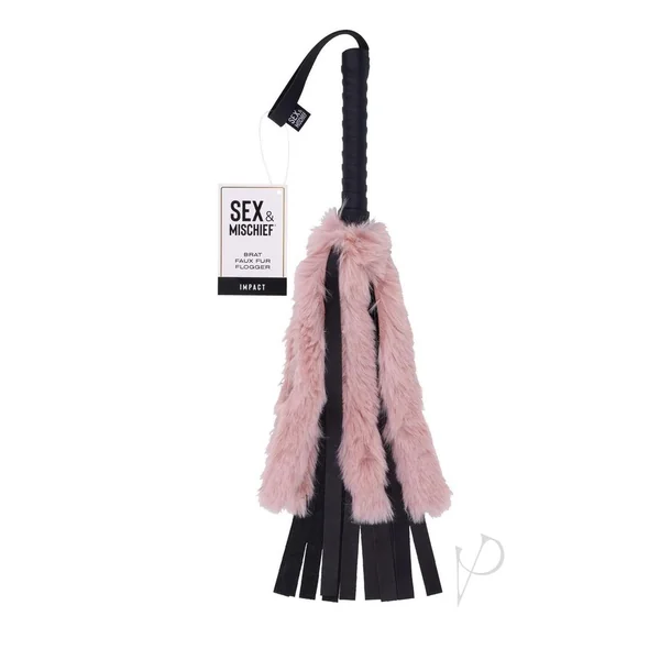 Sex and Mischief Brat Faux Fur Flogger Pink/Black