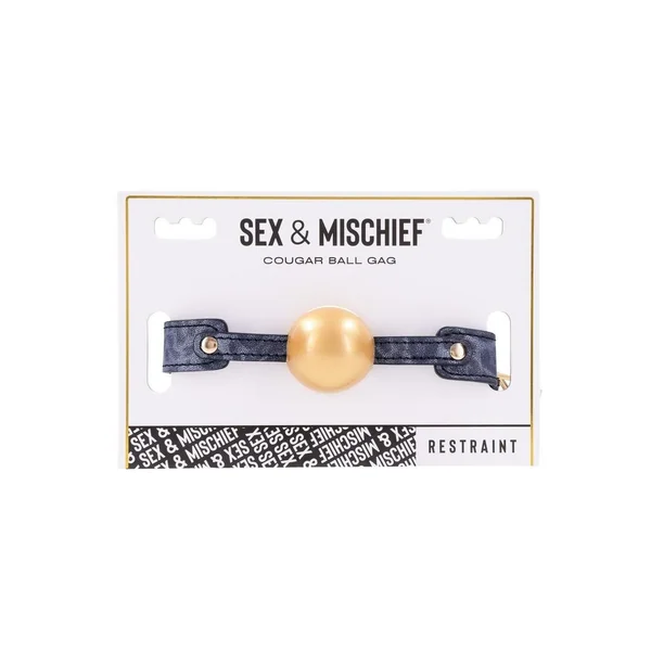 Sex & Mischief Cougar Ball Gag - Navy/Gold