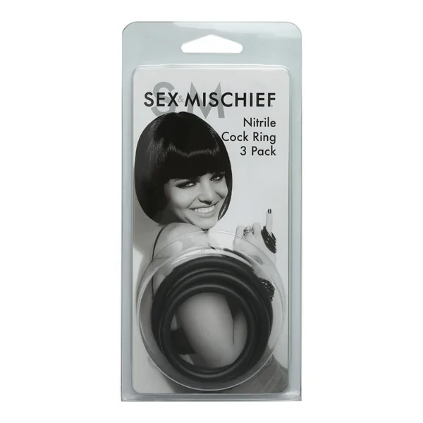 Sex & Mischief Nitrile Cock Ring Pack of 3