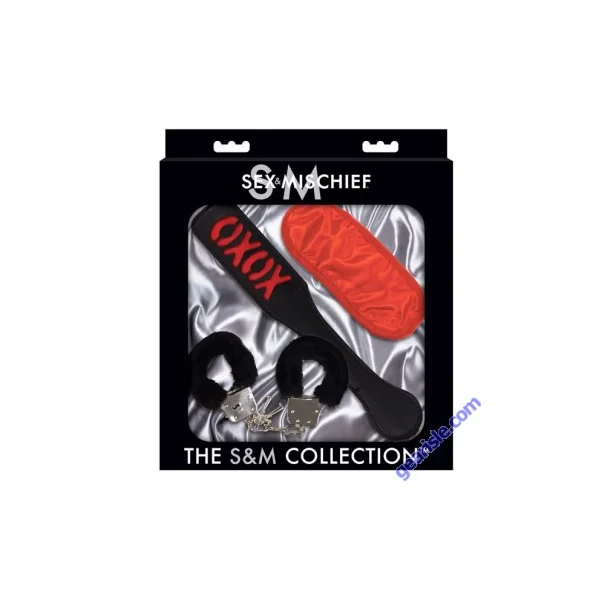 Sex & Mischief Sweet Punishment Kit Blindfold XOXO Paddle Fuzzy Cuffs