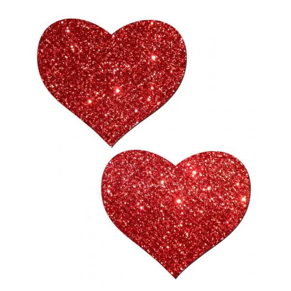 Sexy Accessories: Heart Red Glitter Pasties O/S
