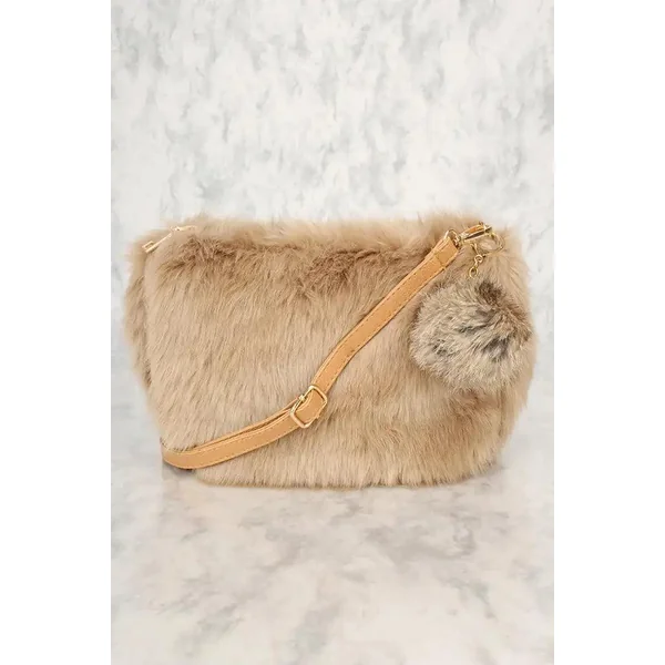 Sexy Beige Faux Fur Shoulder Handbag