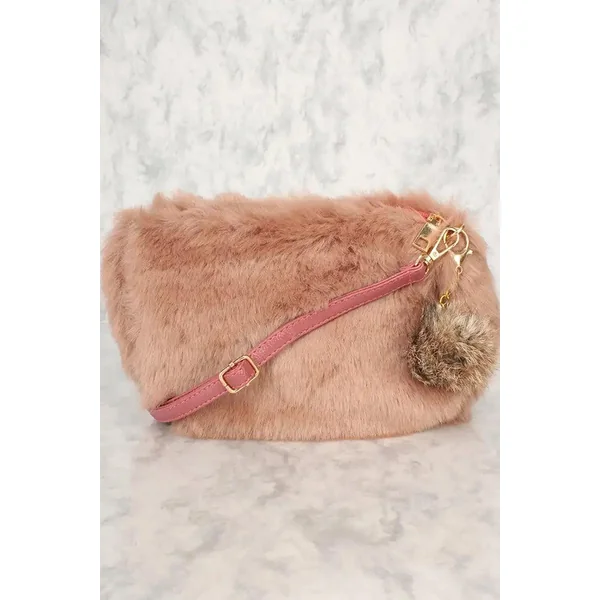 Sexy Camel Faux Fur Shoulder Handbag