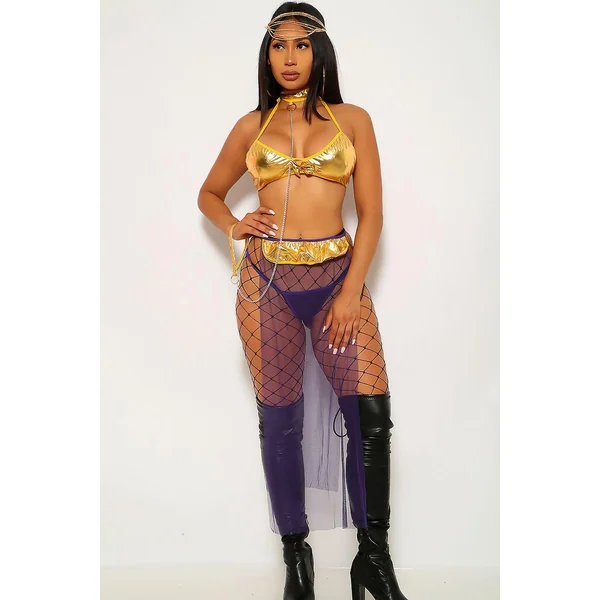 Sexy Marigold Purple Gypsy 5Pc. Costume Set