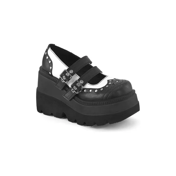 SHAKER-27 Black Vegan Leather Mary Janes