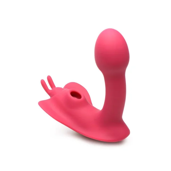 Shegasm Butterfy Tease Rechargeable Silicone 10X Clitoral Suction Stimulator with Remote Control – Pink
