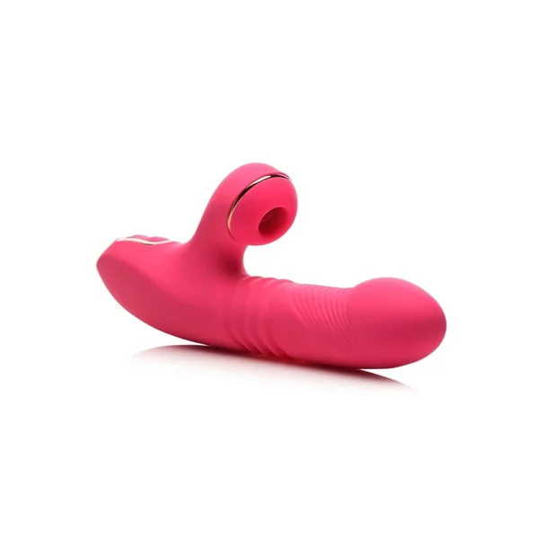 Shegasm Pro-Thrust Thrusting Suction Rechargeable Silicone Rabbit Vibrator – Pink